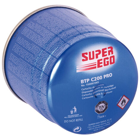 Super-Ego Tools – Cartouche de gaz butane jetable C200 – Système de sécurité – Température de flamme 1 925 °C – 190 g pour outdoor - 1500001065