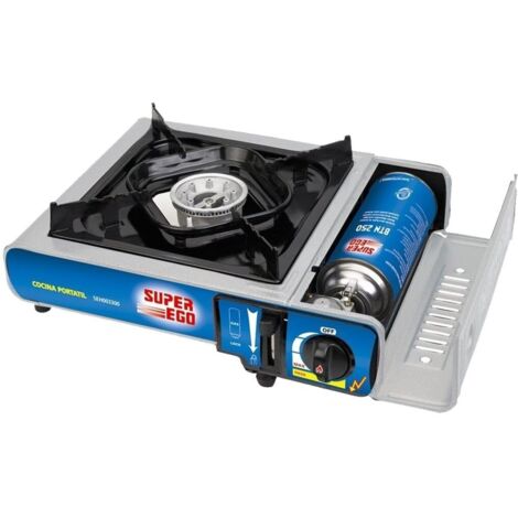 Super-Ego Tools – Réchaud à gaz portable 1 brûleur – Allumage piézoélectrique – Compatible cartouches SUPER-EGO BTN 250 – Compact et léger pour camping