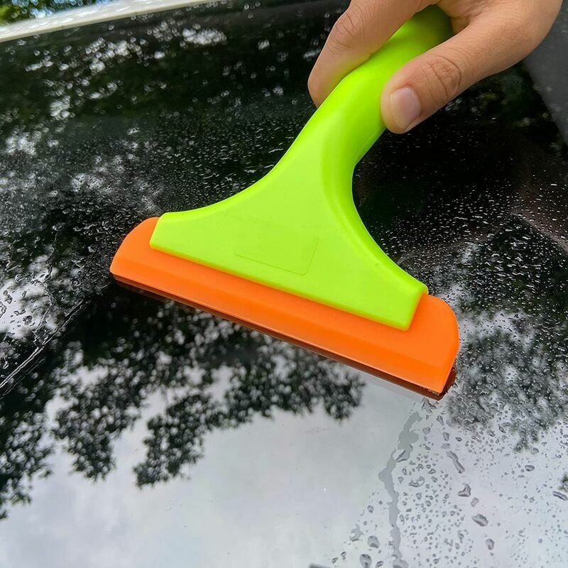 Super Flexible Silicone Squeegee, Auto Water Blade, Water Wiper, Shower Squeegee, 5.9'' Blade and 7.5'' Long Handle, for Car Windshield, Window,