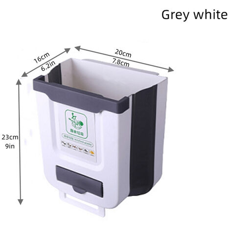Super grande poubelle murale pliable de 10l pour cuisine et voiture, corbeille à ordures, porte suspendue,Grey white 7.5L,CHINA