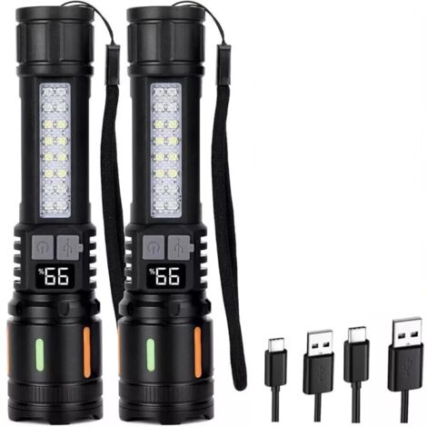 Super Hell USB-LED-Taschenlampe, 2er-Pack, Taschenlampe, taktische Taschenlampe, batteriebetriebene Lampe