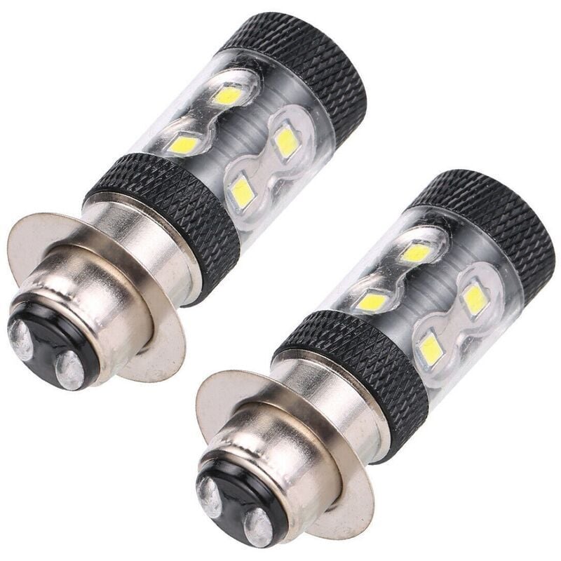 Super Lumineux P15D H6M LED Ampoule de Phare de Moto Feux de Route/de Croisement 360 ° Lueur Blanche 6500K 12V Plug and Play-2PCS H504