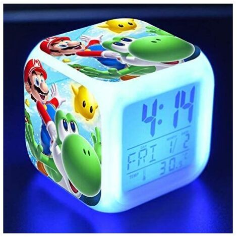 Super Mario 3 pouces Petite Taille Mini LED Numérique Garçons Anime Réveil Enfants Chambre Décor Date, Heure, Température