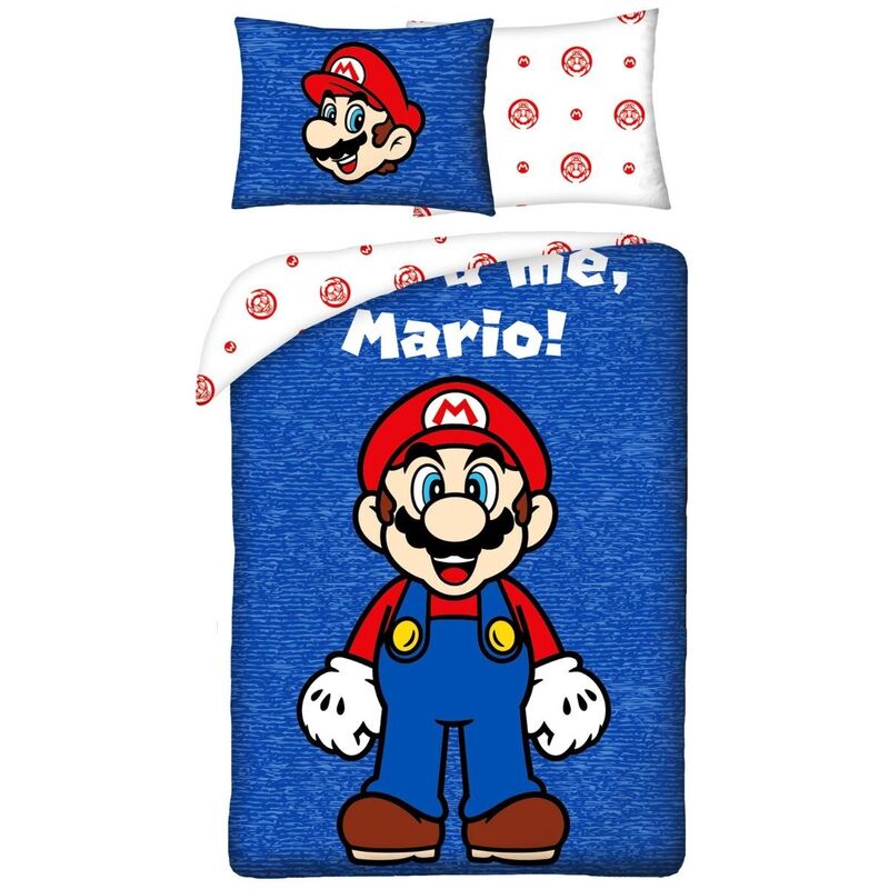 Image of It´s a Me Duvet Cover Set (Single) (Blue/White/Red) - Blue/White/Red - Super Mario