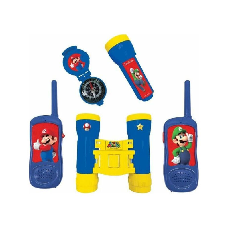 Lexibook - Kit d'aventurier Super Mario - Talkie-Walkies, jumelles, lampe torche et boussole