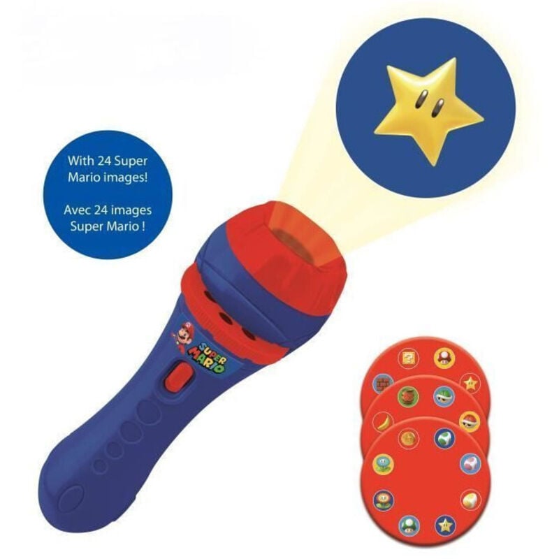 Lexibook - Projecteur a histoires et lampe torche Super Mario Mixte - Bleu - 3 ans et plus