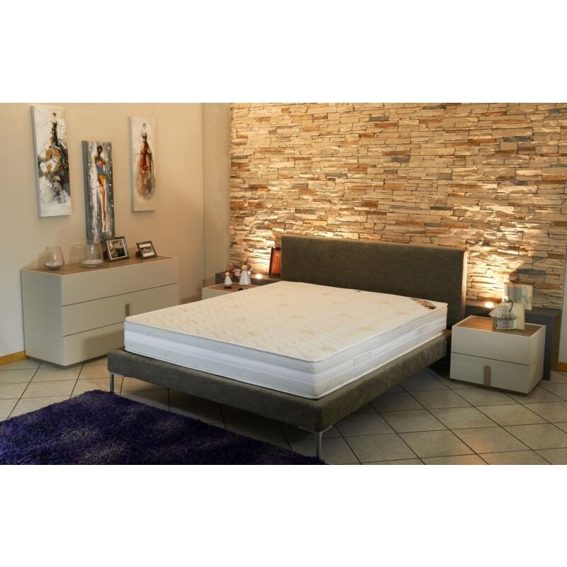 Super Matelas 180x200 Trés Ferme Mousse Poli Lattex Indéformable - Face Laine Merinos 100% -Tissu à l'Aloé Vera - 23 cm
