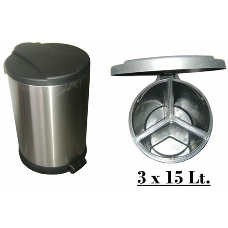 Sistema di separazione dei rifiuti con 4 scomparti - 120L - acciaio inox