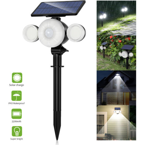 Super Puissant 88LED Lampe Solaire Extérieure de Jardin Capteur de Mouvement Imperméable, Projecteur Solaire Extérieur sans Fil Réglable à 360° Lumière Solaire de Sécurité