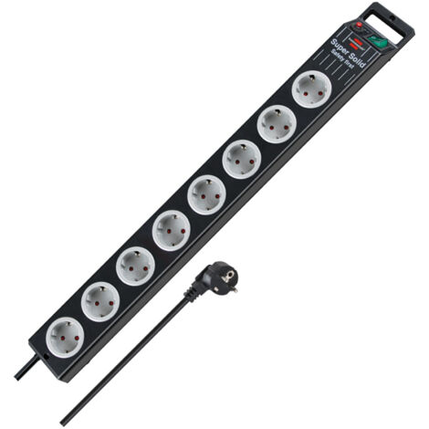 Super-Solid Line Steckdosenleiste 8-fach schwarz 2,5m H05VV-F 3G1,5