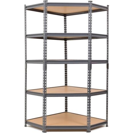TOTAL RACKING SOLUTIONS LTD Super Value Grey Steel Corner Shelving Unit 1500mm H x 750mm W x 300mm D - 150KG's UDL Per Shelf