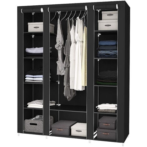Superb Non-woven Fabric Wardrobe 45 x 150 x 176 cm Black