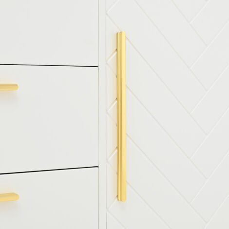 Superbe buffet élégant en blanc, avec un motif à motifs de nacres. Il comporte 2 portes et 3 tiroirs. Parfait pour les salles à manger, les cuisines et les salons. Couleur : blanc.