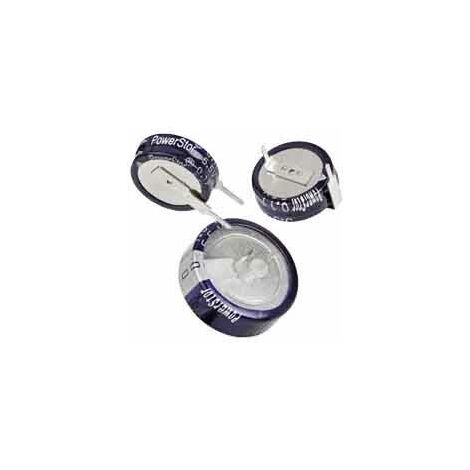 Supercondensateur, 0.33F, 5.5V c.c., Traversant, 11.5 (Dia.) x 12.7mm, pas de 5mm, -25 °C +70 °C.
