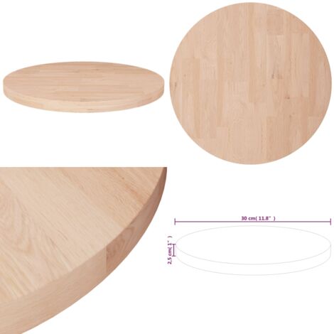 Superficie de mesa redonda madera de roble sin tratar Ø30x2,5cm - Superficie de mesa - Madera maciza