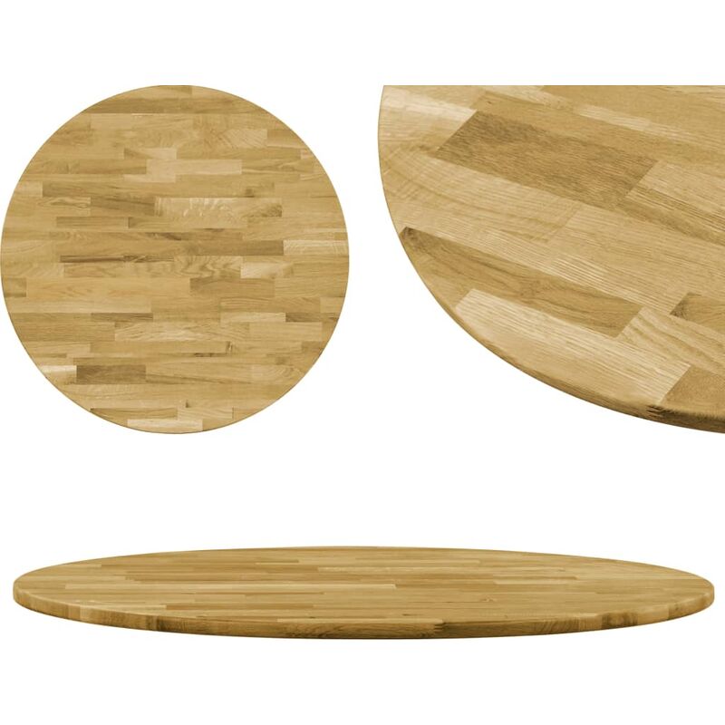 

Superficie de mesa redonda madera maciza de roble 23 mm 400 mm - Marrón