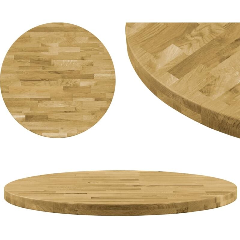 

vidaXL Superficie de Mesa Madera Maciza de Roble Redonda 44 mm 900 mm - Marrón