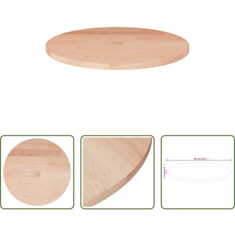 Superficie de mesa -  Superficie de mesa redonda madera de roble sin tratar Ø30x1,5cm