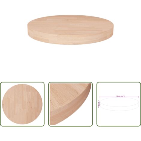 Superficie de mesa -  Superficie de mesa redonda madera de roble sin tratar Ø30x4 cm