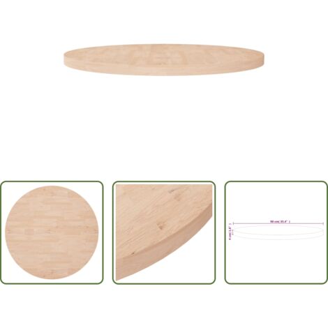 Superficie de mesa -  Superficie de mesa redonda madera de roble sin tratar Ø90x4 cm