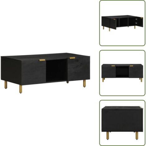 Superficie estable - vidaXL Mesa de centro madera de ingeniería negra 100x54x40 cm - Tiradores metálicos