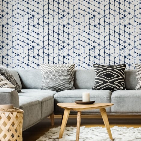 Navy blue and store white wallpaper