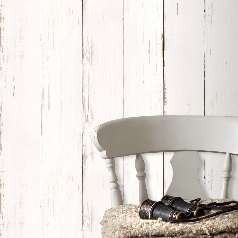 Papier peint intissé Bois Naturel 1005 x 52cm Blanc