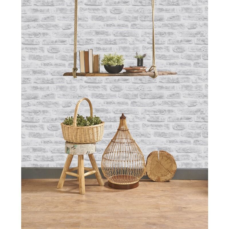 Papier peint intissé Industriel Briques Loft 1005 x 52cm Blanc