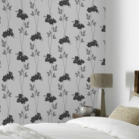 Superfresco Easy Paste the wall Serene Floral Black/White Wallpaper (Was £18)