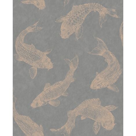 Superfresco Easy - Tapete - Fische - Grau - Rose Gold - 10mx52cm