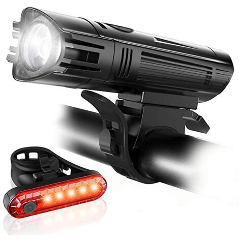 Superhelles Fahrradbeleuchtungsset, leistungsstarke LED-Vorder- und Rücklichter, wiederaufladbar über USB, 2000-mAh-Lithium-Akku, wasserdicht, 4 Modi