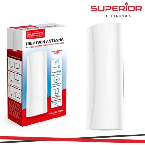 Superior Antenna TV Amplificata per Esterni DVB-2 IPX4 SUPNAO001