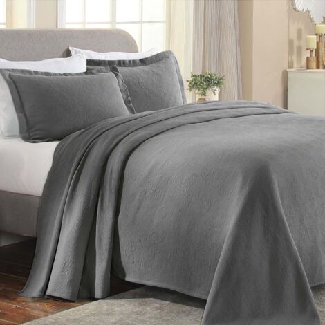 Superior Paisley Jacquard Matelassé Copriletto, Cotone, Grigio, Completo