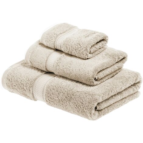 Superior - Set di Asciugamani, Cotone Egiziano, Pietra, 900 g, 3 Pezzi