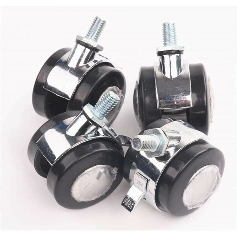 Hoopzi - Superior Swivel Castor 4 Piece Furniture Swivel Castor Zinc Alloy 2 Inch M10 Screw 360 Casters Brake Castor Trolley Office Chair Wheels diy