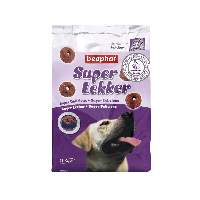 

Pienso y snack Semi Húmedo SUPERLEKKER para Perros. Bolsa con 1 Kg de Pienso para perros