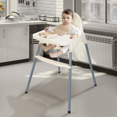 Supernic Adjustable 3-in-1 Baby Highchair Infant High Feeding Seat Toddler Table Chair White