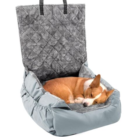 Supernic Dog Car Seat for Small and Medium Dogs Under 16kg, Washable Portable Booster Seat with Storage Pockets and Clip-On Leash, Pet Car Bed Carrier for Travel, Soft Dog Car Bed with Non-Slip Base