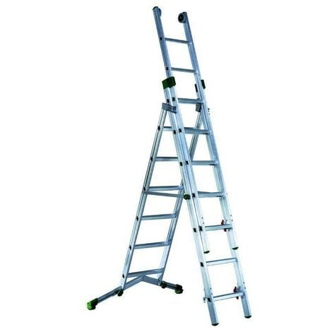 Herrselsam Scala telescopica in alluminio, 5 m (2,5 + 2,5), pieghevole,  scala multiuso, antiscivolo, portata 150 kg (nero) : : Fai da te