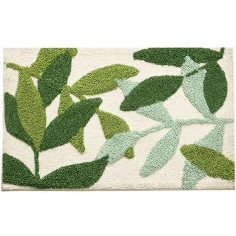 Superweiche grüne Blatt-Badematte, saugfähige Faser, rutschfest, maschinenwaschbar, botanisches Muster für Badewanne, Waschbecken, Schlafzimmer