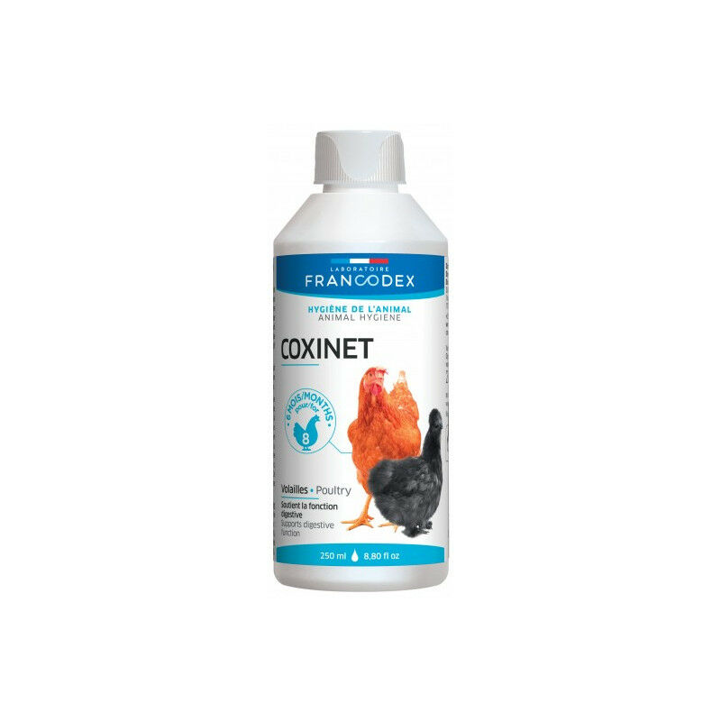

suplemento alimenticio coxinet , botella de 250 ML para aves de corral .