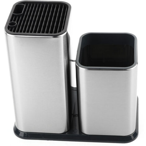 Support 2 en 1 pour couteaux - Rangement de cuisine en acier inoxydable - Porte-couteaux et accessoires