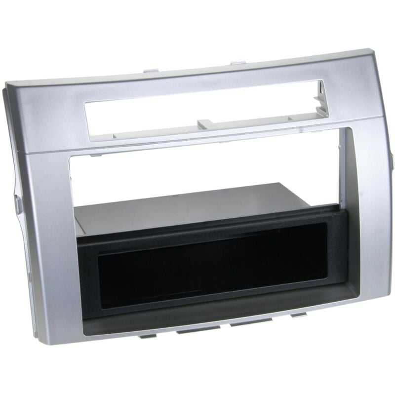 Support Autoradio compatible avec Toyota Corolla verso 04-09 - Argent 1din avec vide-poche