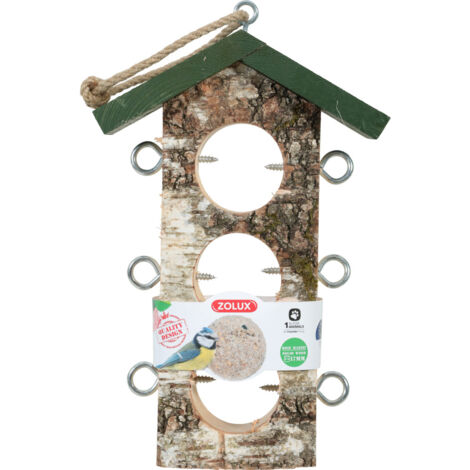 Support 3 Boules de graisse en bois massif pour oiseaux - zolux