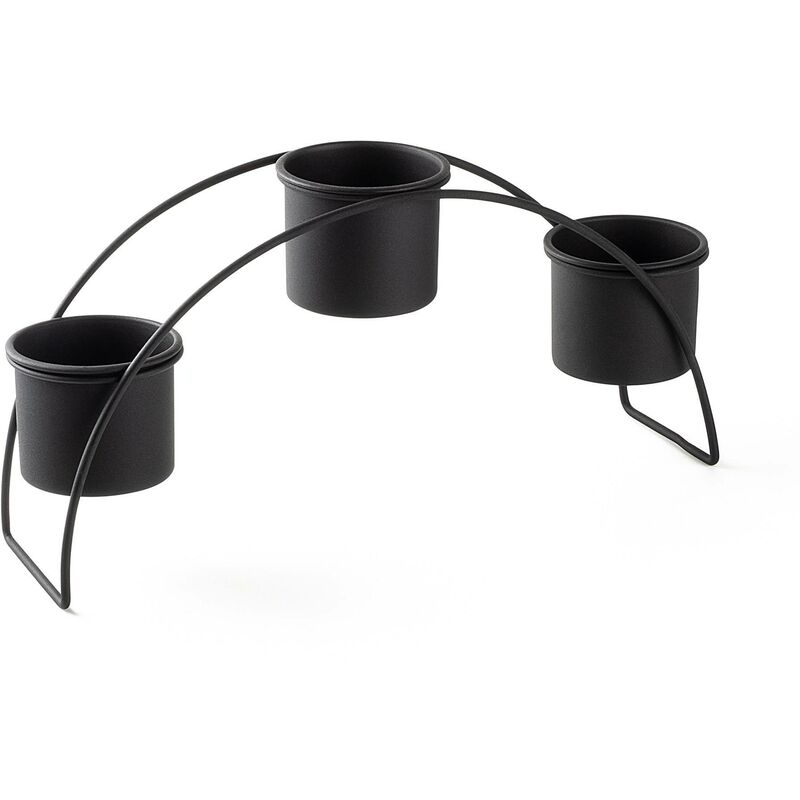 Support 3 pots en arc Isha 40x10cm Métal Noir - Noir