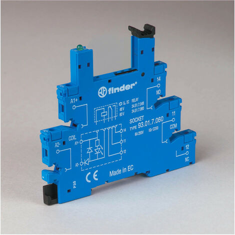 Support 6A 250V 60V DC pour série 34 bleu à cage 6,2mm FINDER 93017060