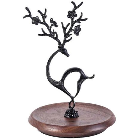 Support à bijoux en forme de cerf, organisateur de bijoux pour arbre, noir