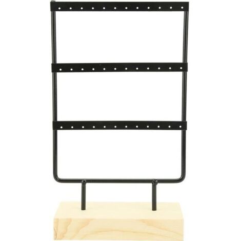 Support à bijoux en métal - VINGVO - 36 trous - Organisateur de boucles d\'oreilles - Collier - Noir, Blanc