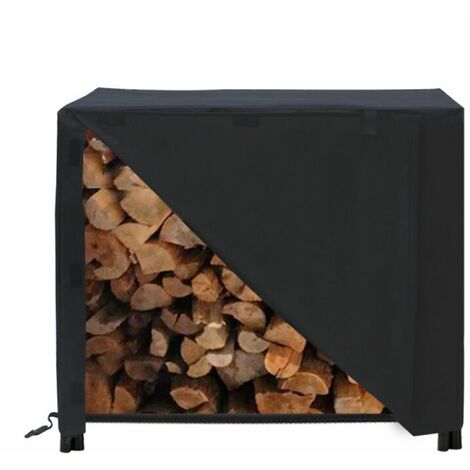 Support à Bois de Chauffage avec Couvercle Grande Capacité Extérieur Porte-bûches de Cheminée avec étanche 420D Oxford 48x24x42 pouces-BDD
