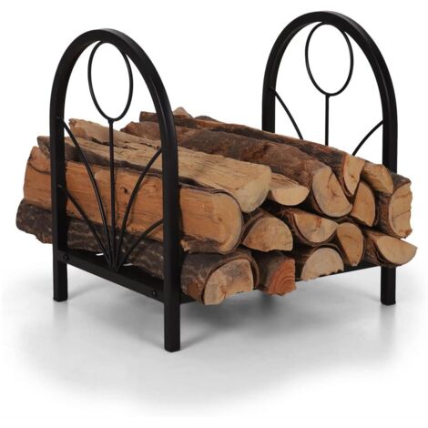 Support à bois de chauffage en métal, pour intérieur/extérieur, pour cheminée, support à bois arqué, noir